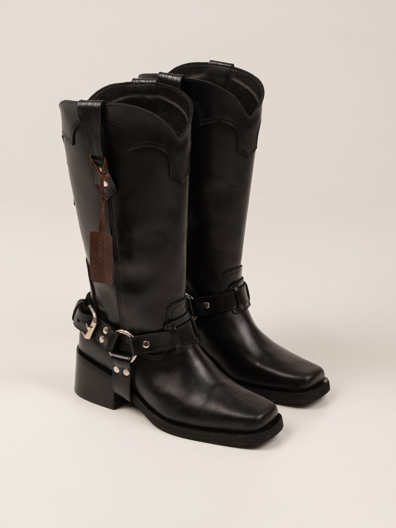 Texana DAKOTA negro de cuero vacuno – COCÓSHOES